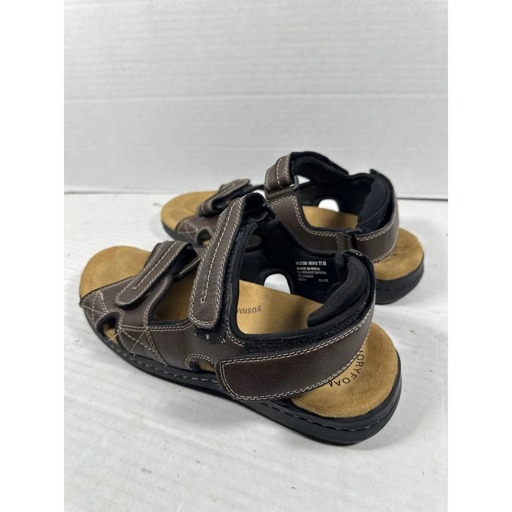 Dockers Fusion Brown Leather Adjustable Triple Strap Sport Sandals Mens 11‎ M